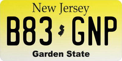NJ license plate B83GNP