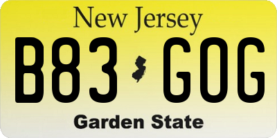NJ license plate B83GOG