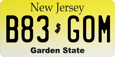 NJ license plate B83GOM