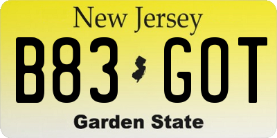 NJ license plate B83GOT