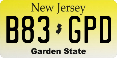 NJ license plate B83GPD