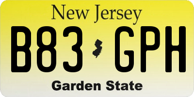 NJ license plate B83GPH