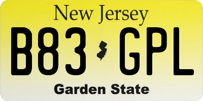 NJ license plate B83GPL