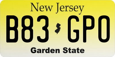 NJ license plate B83GPO