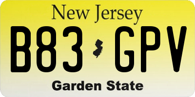 NJ license plate B83GPV