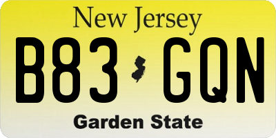 NJ license plate B83GQN
