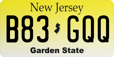 NJ license plate B83GQQ