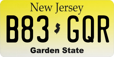 NJ license plate B83GQR