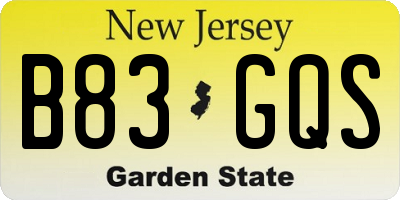NJ license plate B83GQS
