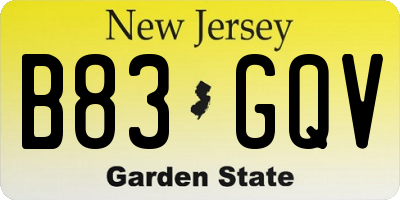 NJ license plate B83GQV