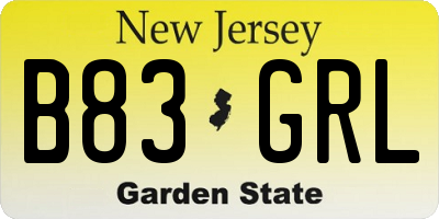 NJ license plate B83GRL