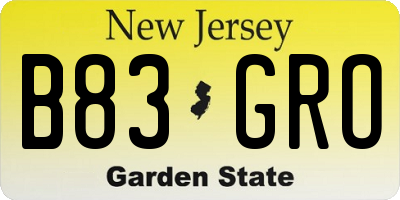NJ license plate B83GRO