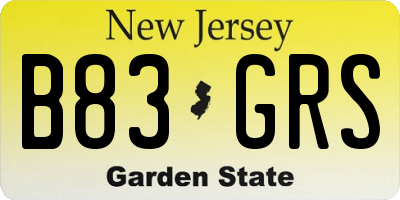 NJ license plate B83GRS