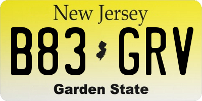 NJ license plate B83GRV