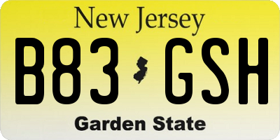 NJ license plate B83GSH