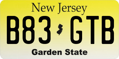 NJ license plate B83GTB