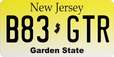 NJ license plate B83GTR