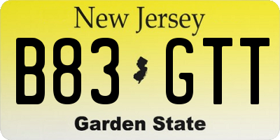 NJ license plate B83GTT
