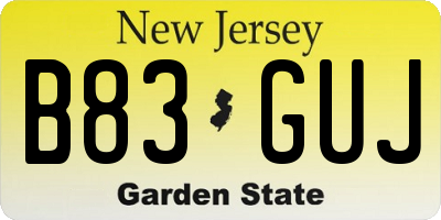 NJ license plate B83GUJ