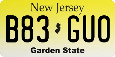 NJ license plate B83GUO