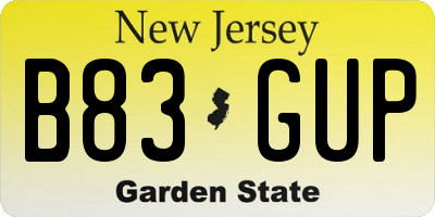 NJ license plate B83GUP