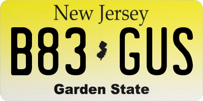 NJ license plate B83GUS