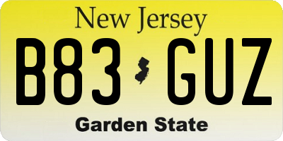 NJ license plate B83GUZ