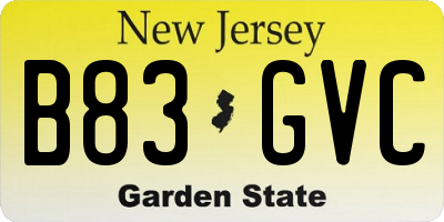 NJ license plate B83GVC