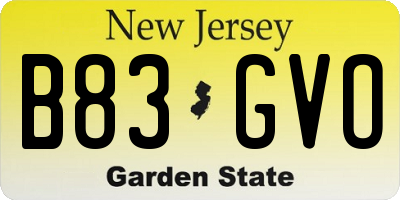 NJ license plate B83GVO