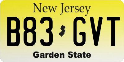 NJ license plate B83GVT