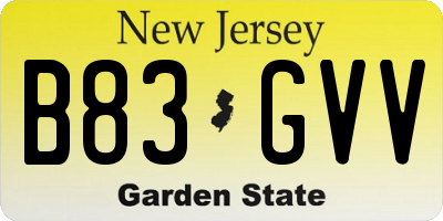 NJ license plate B83GVV