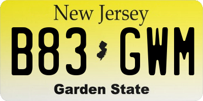 NJ license plate B83GWM