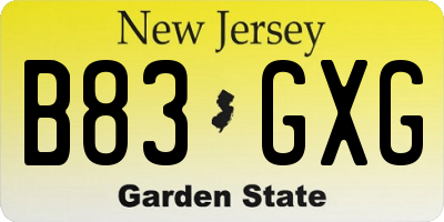 NJ license plate B83GXG