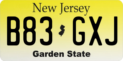 NJ license plate B83GXJ