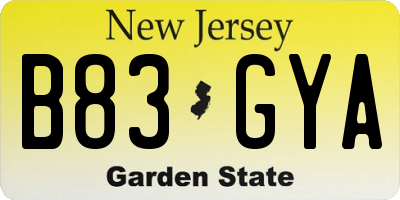 NJ license plate B83GYA