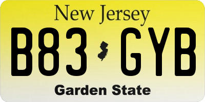 NJ license plate B83GYB