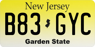 NJ license plate B83GYC
