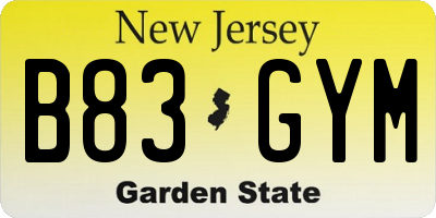 NJ license plate B83GYM