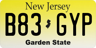 NJ license plate B83GYP