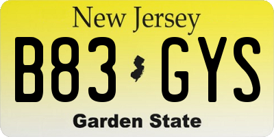 NJ license plate B83GYS