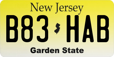 NJ license plate B83HAB