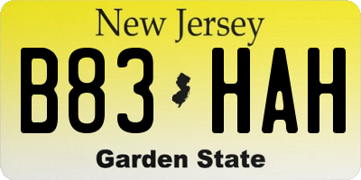 NJ license plate B83HAH