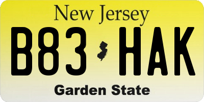 NJ license plate B83HAK