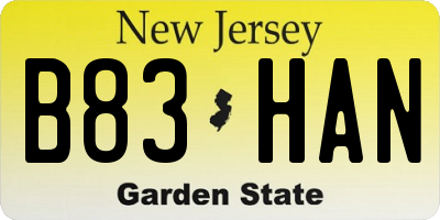 NJ license plate B83HAN