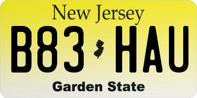 NJ license plate B83HAU
