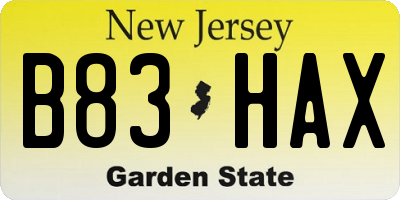 NJ license plate B83HAX