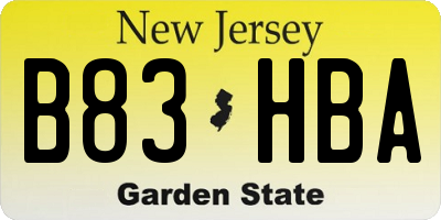 NJ license plate B83HBA
