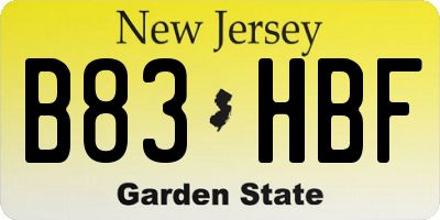 NJ license plate B83HBF