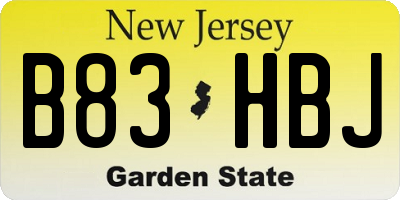 NJ license plate B83HBJ