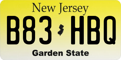 NJ license plate B83HBQ